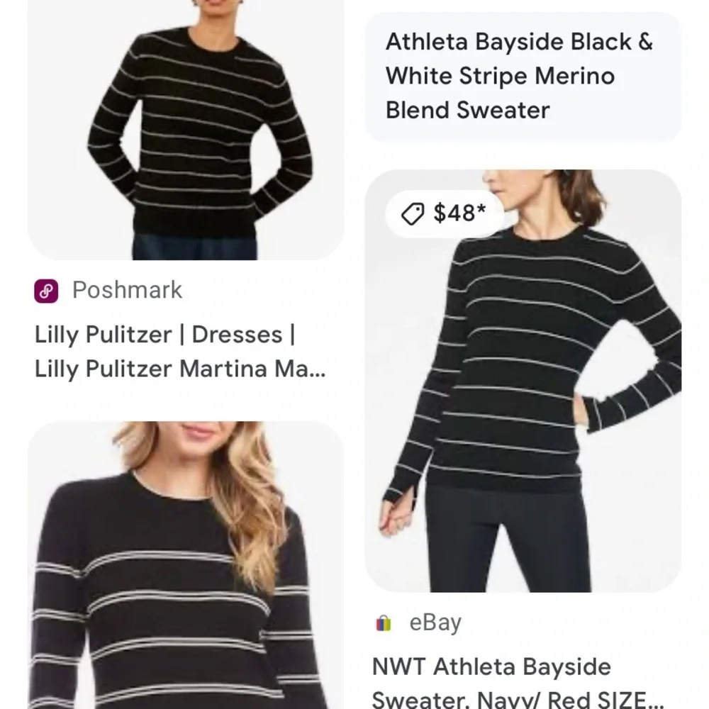 Athleta Bayside crewneck sweater black extra fine merino wool Medium